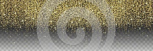 Shimmering glitter on transparent background. Vector golden borde photo